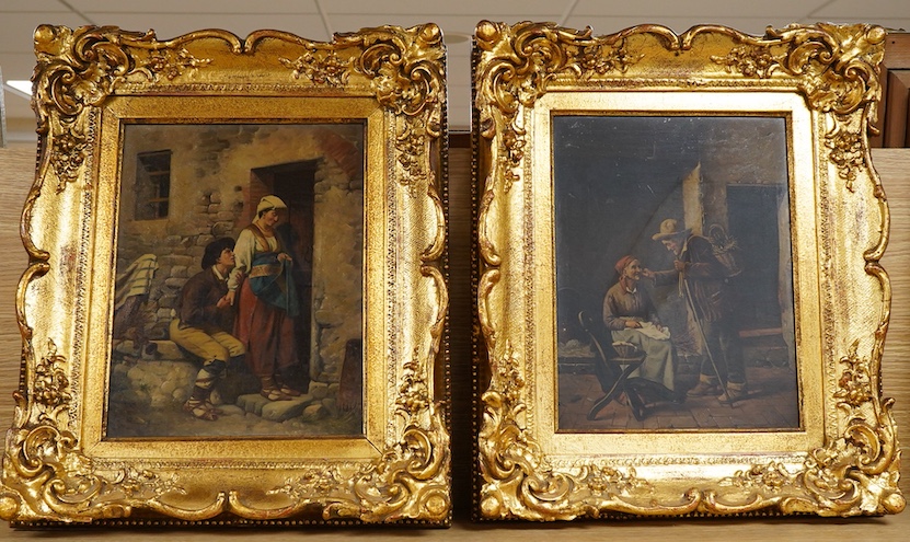 19th century, Italian School, Studies of beggars, unsigned, pair of oils on canvas, one inscribed ‘Zempinni’, verso, 29 x 22cm, gilt frames